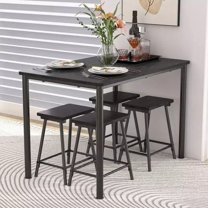Kitchen Furniture MDF Board and Rectangular Metal Frame, Space-Saving, Black/Brown/Oak