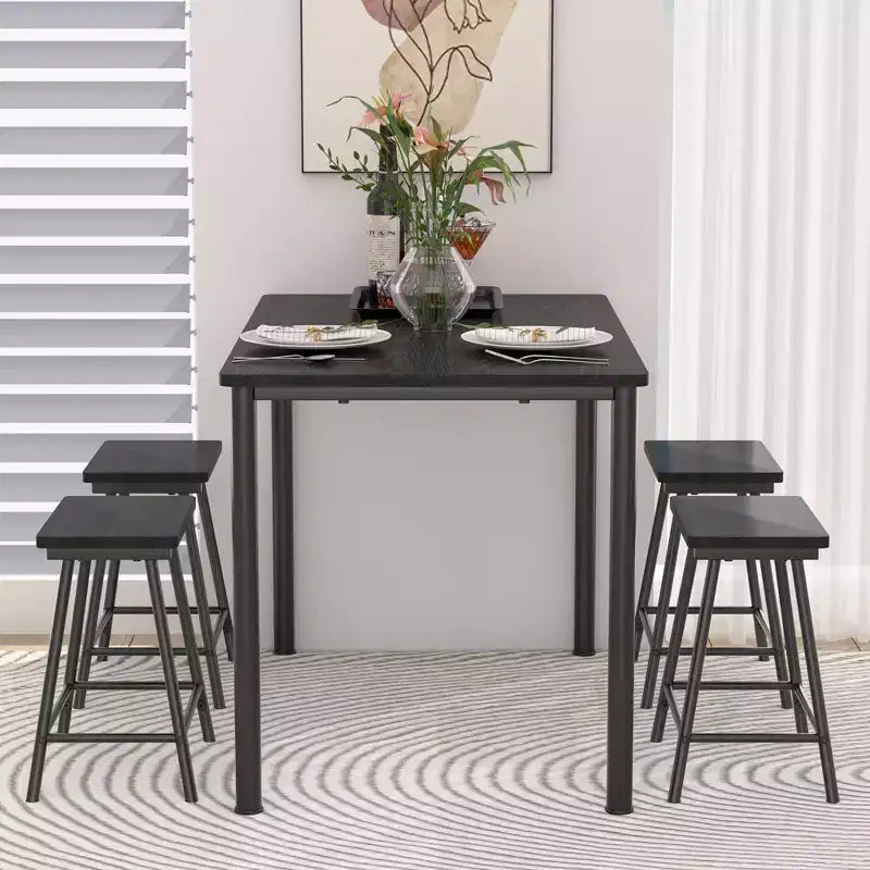 Kitchen Furniture MDF Board and Rectangular Metal Frame, Space-Saving, Black/Brown/Oak