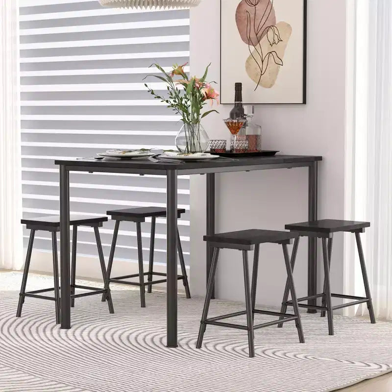 Kitchen Furniture MDF Board and Rectangular Metal Frame, Space-Saving, Black/Brown/Oak