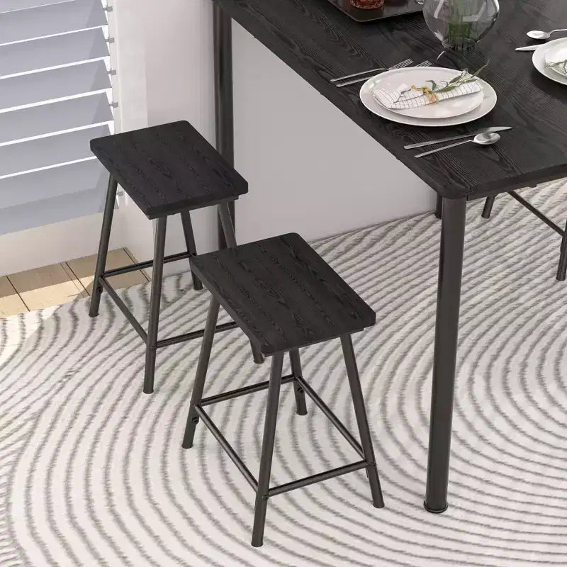 Kitchen Furniture MDF Board and Rectangular Metal Frame, Space-Saving, Black/Brown/Oak
