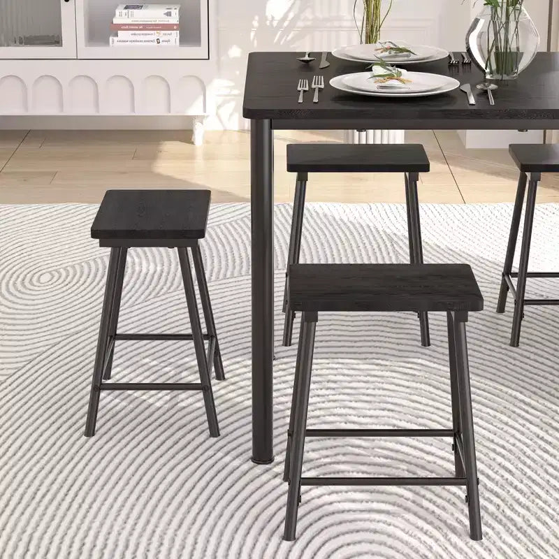 Kitchen Furniture MDF Board and Rectangular Metal Frame, Space-Saving, Black/Brown/Oak
