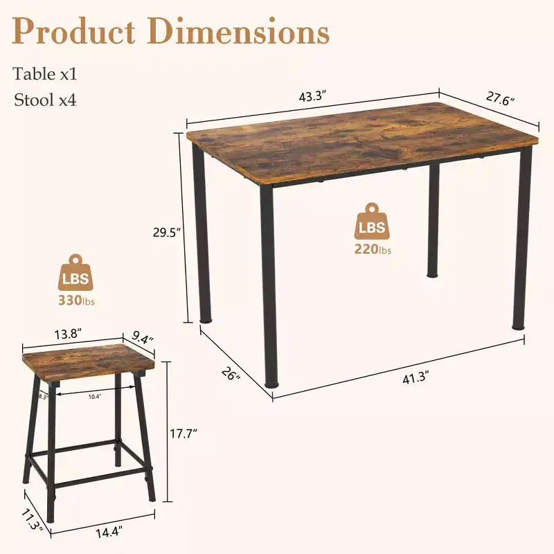 Kitchen Furniture MDF Board and Rectangular Metal Frame, Space-Saving, Black/Brown/Oak