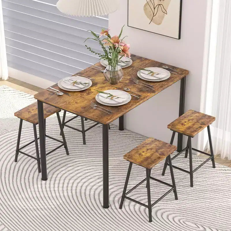 Kitchen Furniture MDF Board and Rectangular Metal Frame, Space-Saving, Black/Brown/Oak