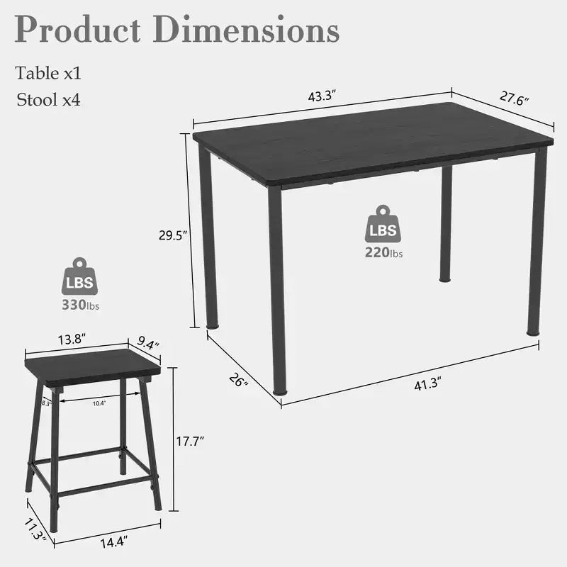 Kitchen Furniture MDF Board and Rectangular Metal Frame, Space-Saving, Black/Brown/Oak