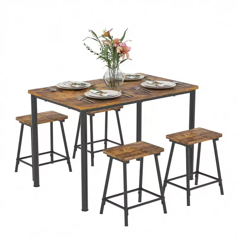 Kitchen Furniture MDF Board and Rectangular Metal Frame, Space-Saving, Black/Brown/Oak