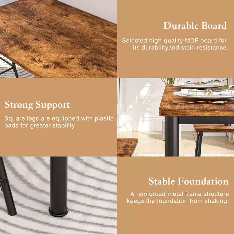 Kitchen Furniture MDF Board and Rectangular Metal Frame, Space-Saving, Black/Brown/Oak