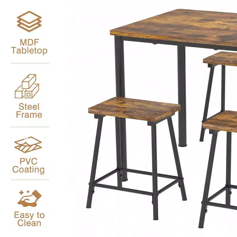 Kitchen Furniture MDF Board and Rectangular Metal Frame, Space-Saving, Black/Brown/Oak