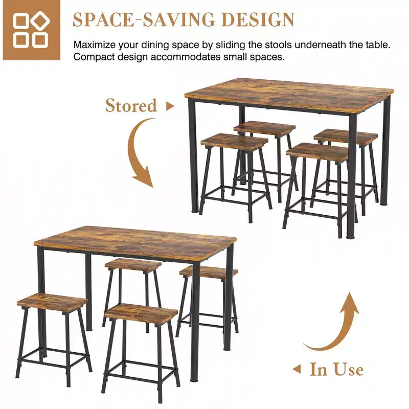 Kitchen Furniture MDF Board and Rectangular Metal Frame, Space-Saving, Black/Brown/Oak