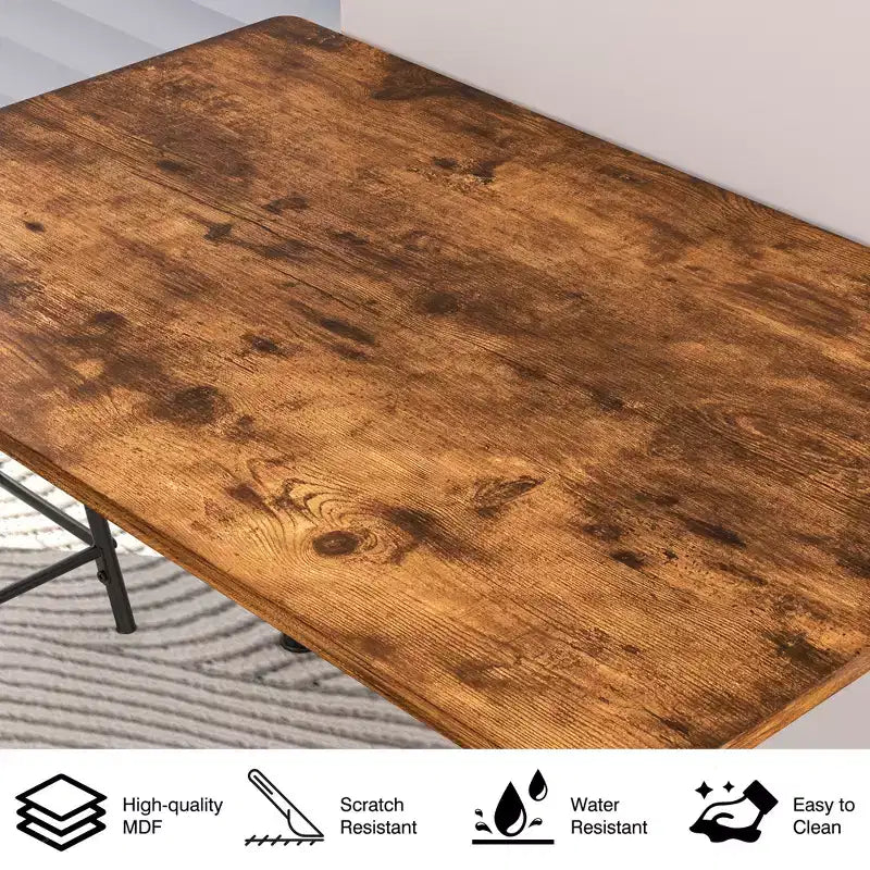 Kitchen Furniture MDF Board and Rectangular Metal Frame, Space-Saving, Black/Brown/Oak