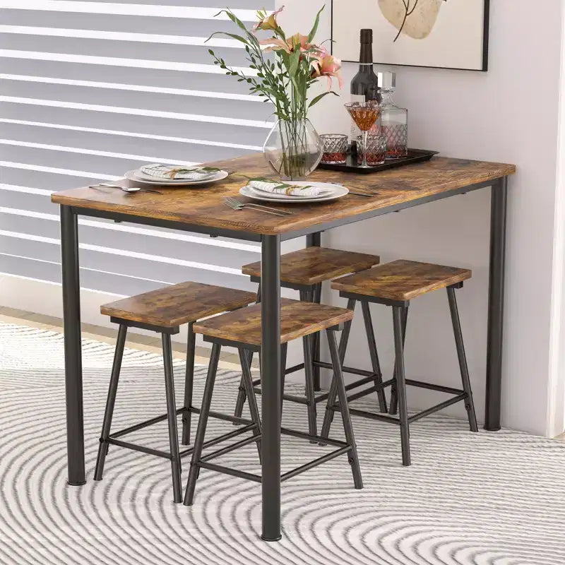 Kitchen Furniture MDF Board and Rectangular Metal Frame, Space-Saving, Black/Brown/Oak