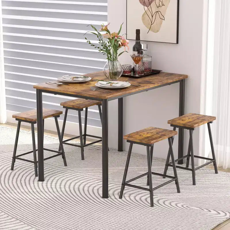 Kitchen Furniture MDF Board and Rectangular Metal Frame, Space-Saving, Black/Brown/Oak
