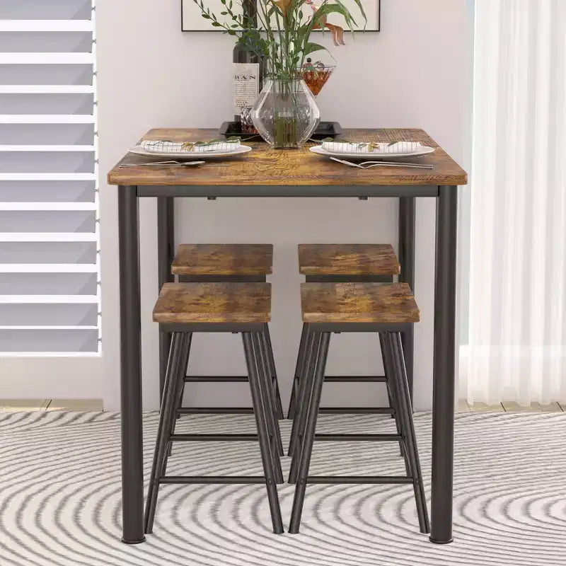 Kitchen Furniture MDF Board and Rectangular Metal Frame, Space-Saving, Black/Brown/Oak