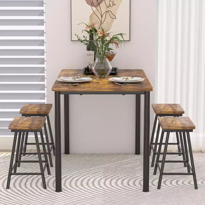 Kitchen Furniture MDF Board and Rectangular Metal Frame, Space-Saving, Black/Brown/Oak