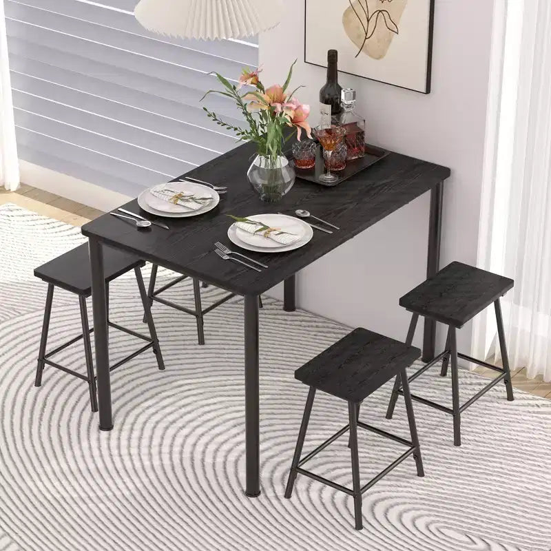 Kitchen Furniture MDF Board and Rectangular Metal Frame, Space-Saving, Black/Brown/Oak