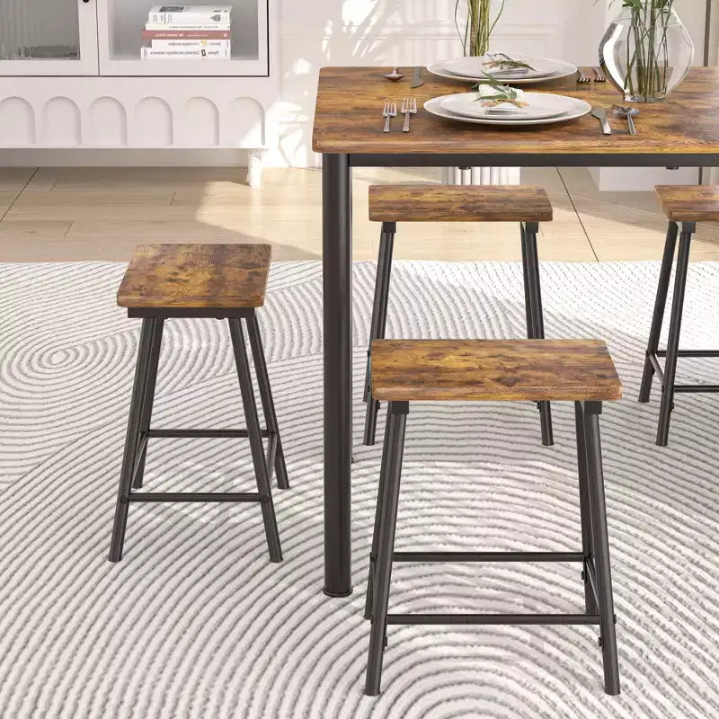 Kitchen Furniture MDF Board and Rectangular Metal Frame, Space-Saving, Black/Brown/Oak