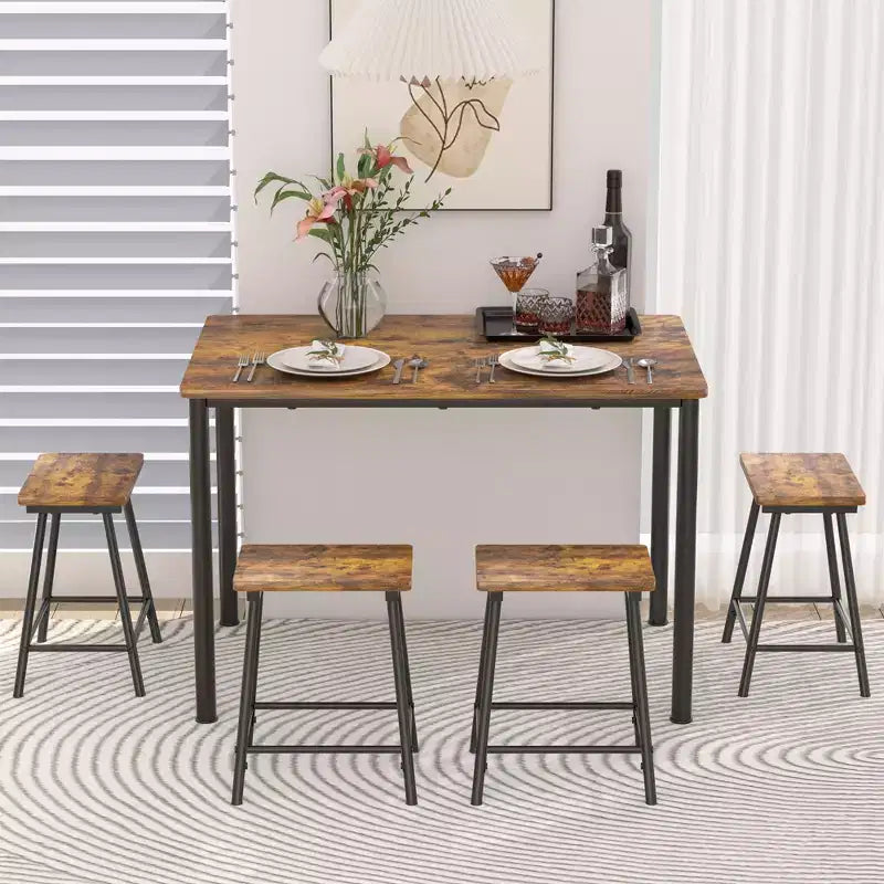 Kitchen Furniture MDF Board and Rectangular Metal Frame, Space-Saving, Black/Brown/Oak