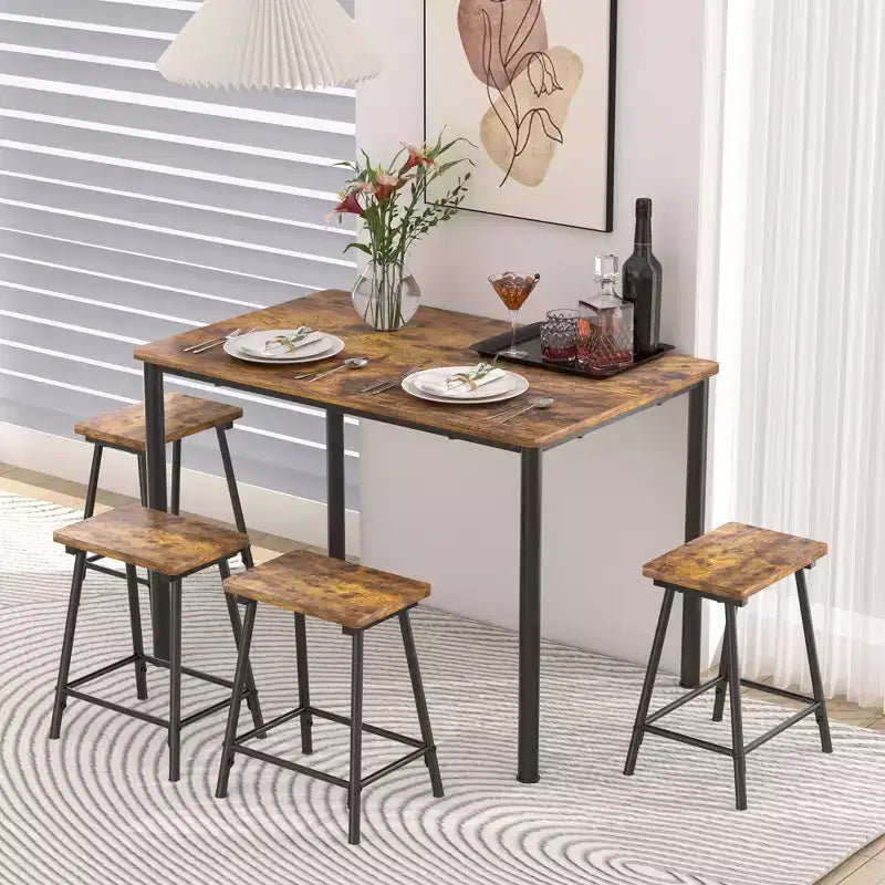 Kitchen Furniture MDF Board and Rectangular Metal Frame, Space-Saving, Black/Brown/Oak