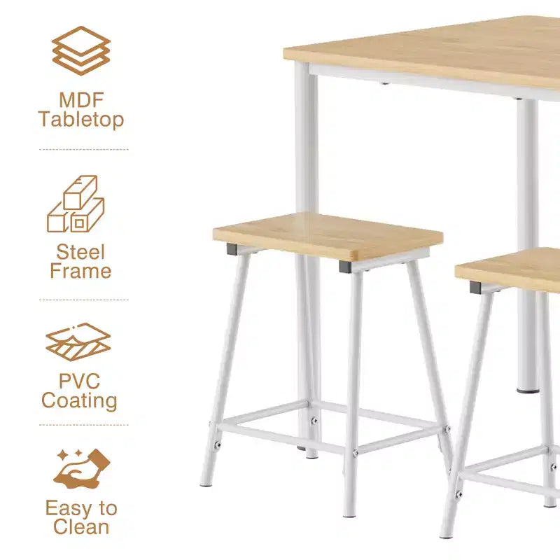 Kitchen Furniture MDF Board and Rectangular Metal Frame, Space-Saving, Black/Brown/Oak