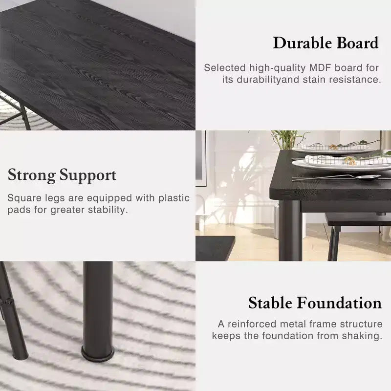 Kitchen Furniture MDF Board and Rectangular Metal Frame, Space-Saving, Black/Brown/Oak