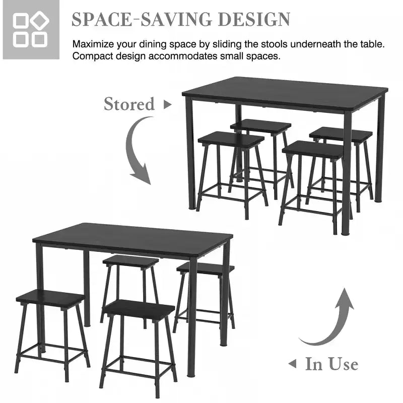 Kitchen Furniture MDF Board and Rectangular Metal Frame, Space-Saving, Black/Brown/Oak