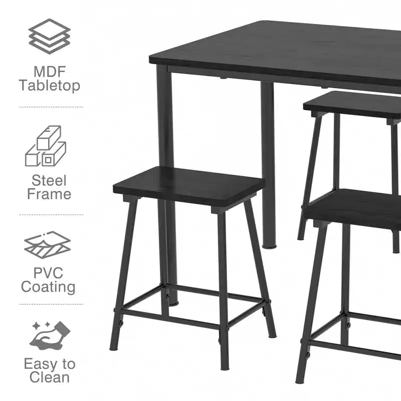 Kitchen Furniture MDF Board and Rectangular Metal Frame, Space-Saving, Black/Brown/Oak