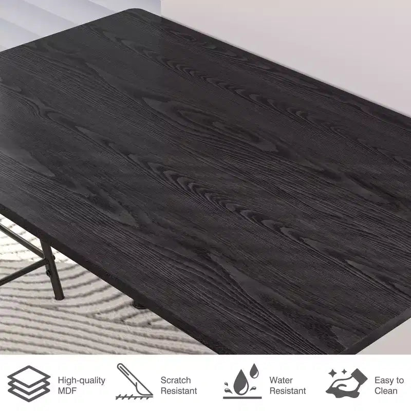 Kitchen Furniture MDF Board and Rectangular Metal Frame, Space-Saving, Black/Brown/Oak