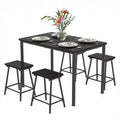 VECELO 5 Piece Dining Table &amp; Chairs Set for 4, Kitchen Furniture MDF Board and Rectangular Metal Frame, Space-Saving, Black/Brown/Oak
