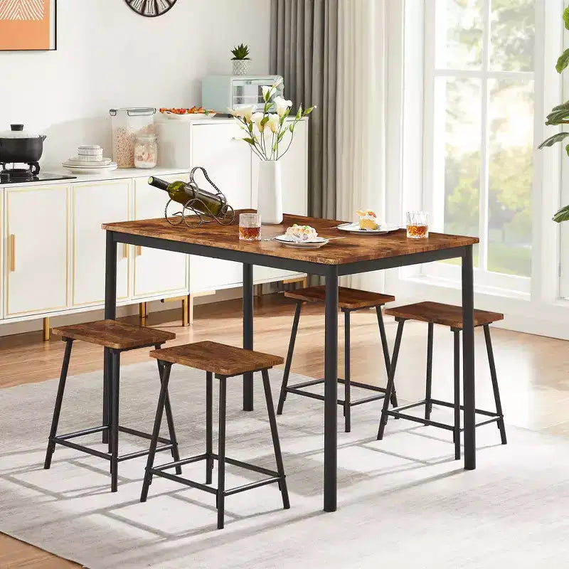Kitchen Furniture MDF Board and Rectangular Metal Frame, Space-Saving, Black/Brown/Oak