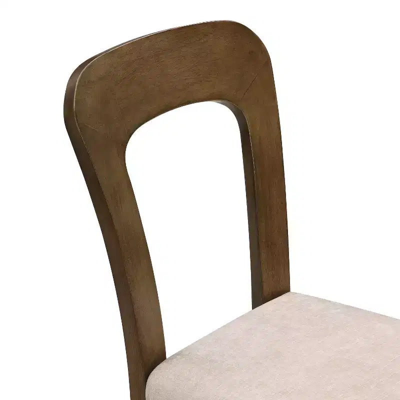 Elegant wooden dining chairs with chenille upholstered seats and solid rubberwood frames