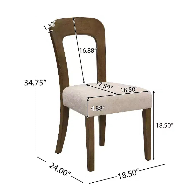 Elegant wooden dining chairs with chenille upholstered seats and solid rubberwood frames