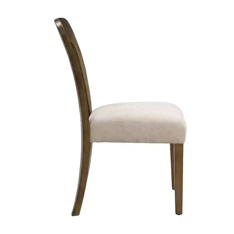 Elegant wooden dining chairs with chenille upholstered seats and solid rubberwood frames