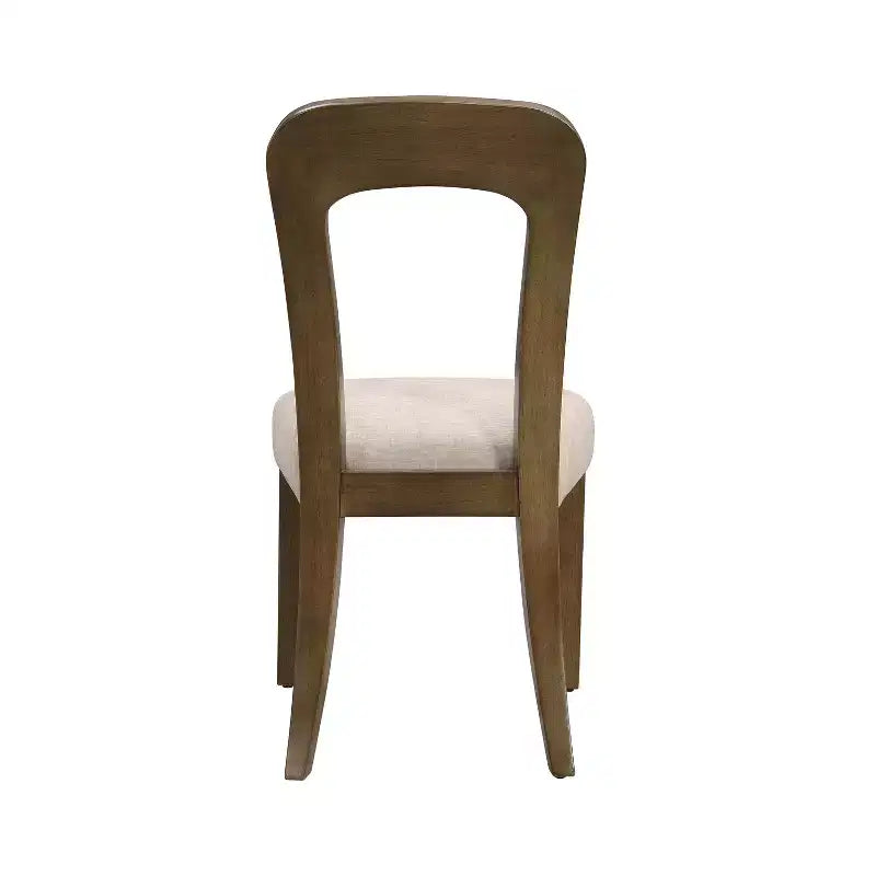 Elegant wooden dining chairs with chenille upholstered seats and solid rubberwood frames