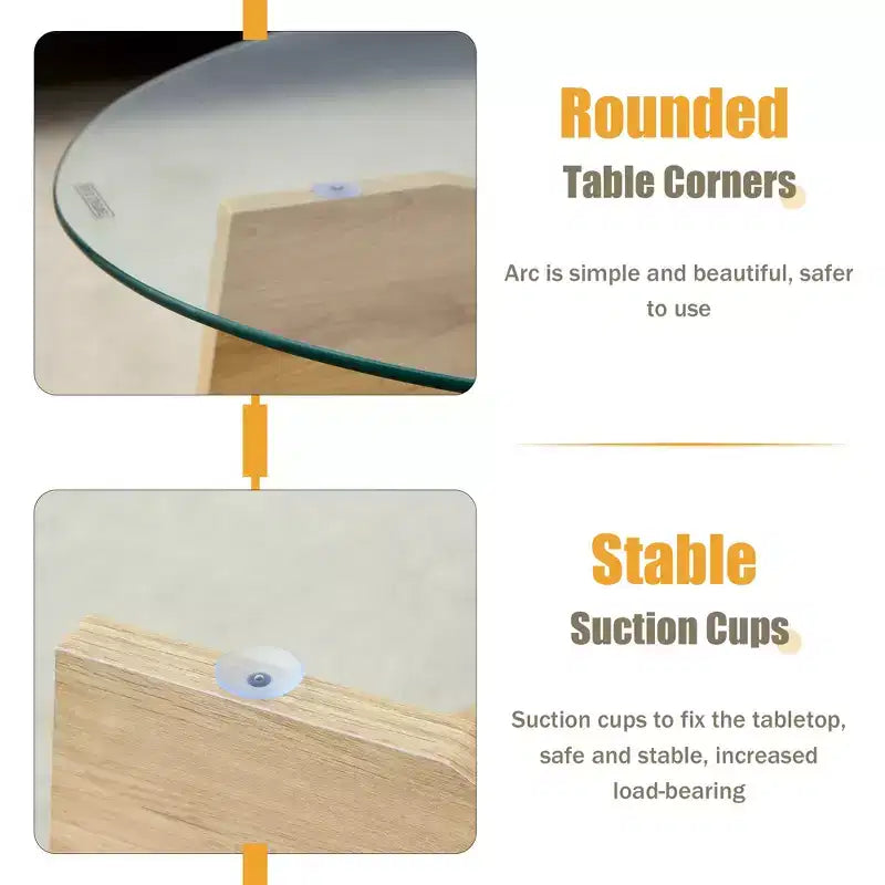 Glass Coffee Table Round Cocktail Table Oval Center Table Accent Table Sofa Table with Diagonal Fan-shaped Tray Leg, Walnut/Natural