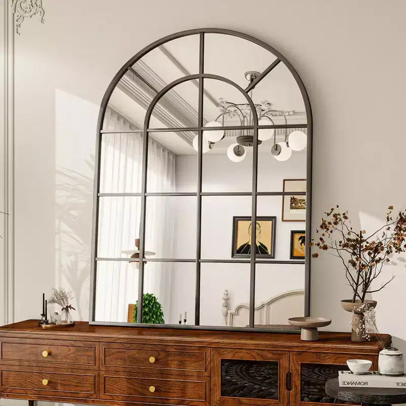 BEAUTYPEAK Black Frame Window Pane Wall Mirror Bathroom Mirror 24 x36