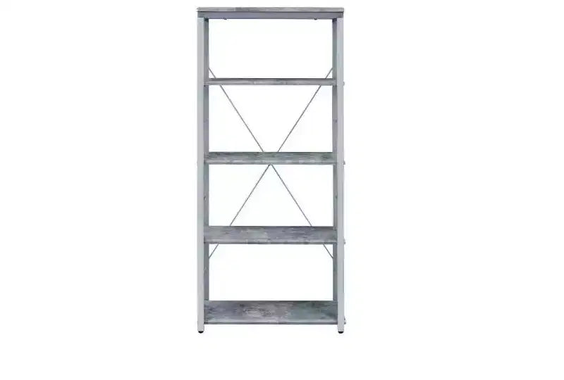 HomeRoots Gray And Silver Metal Four Tier Etagere Bookcase