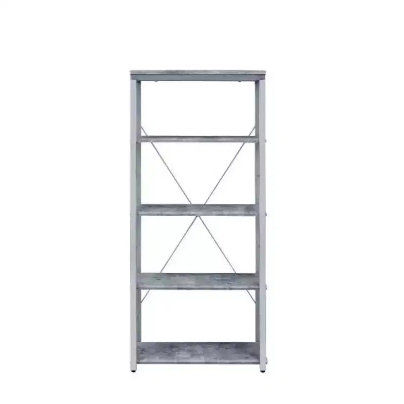 Gray And Silver Metal Four Tier Etagere Bookcase