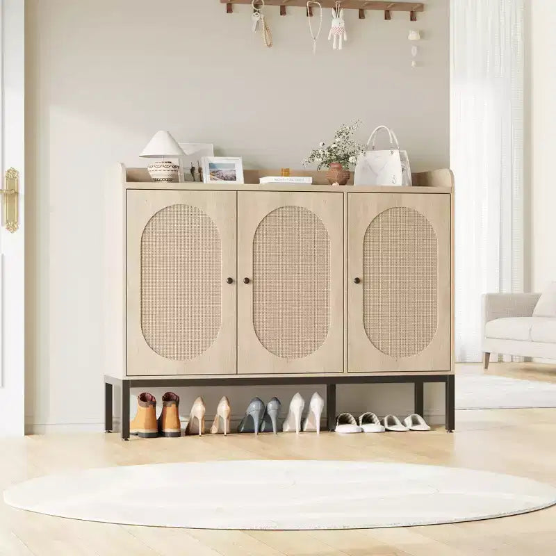 Shoe Cabinet Freestanding Shoe Storage Organizer with Adjustable Shelves, 7-Tier Shoe Storage Cabinet for Entryway, Living Room