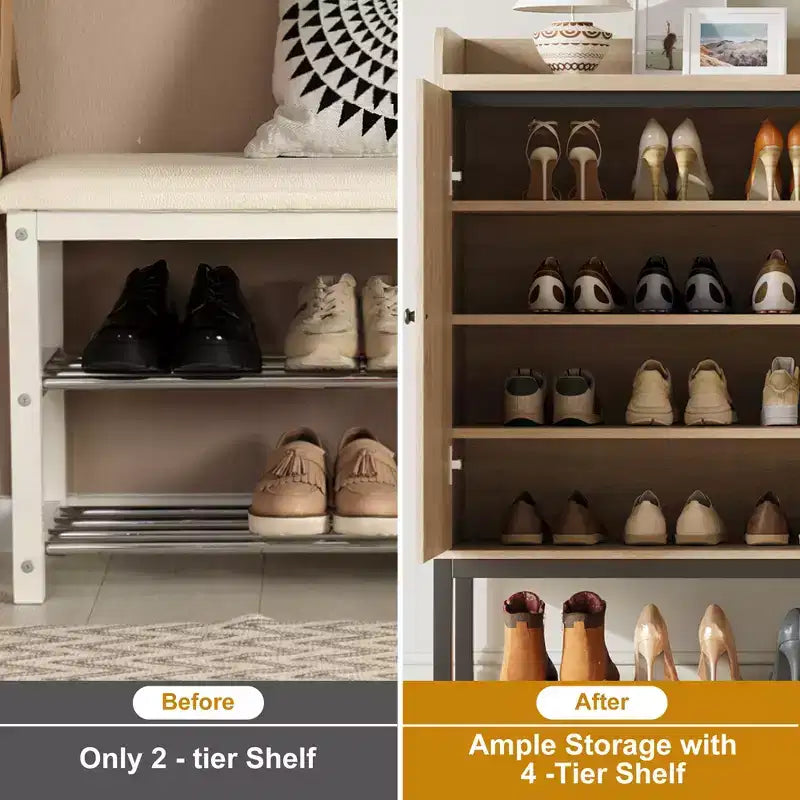 Shoe Cabinet Freestanding Shoe Storage Organizer with Adjustable Shelves, 7-Tier Shoe Storage Cabinet for Entryway, Living Room