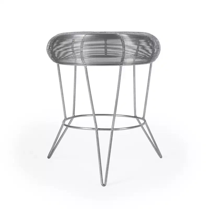 HomeRoots 18 Silver Wire Round End Table