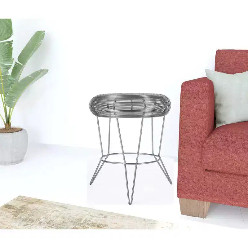 Table d'appoint ronde en fil d'argent