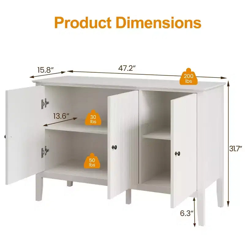 White three-door sideboard