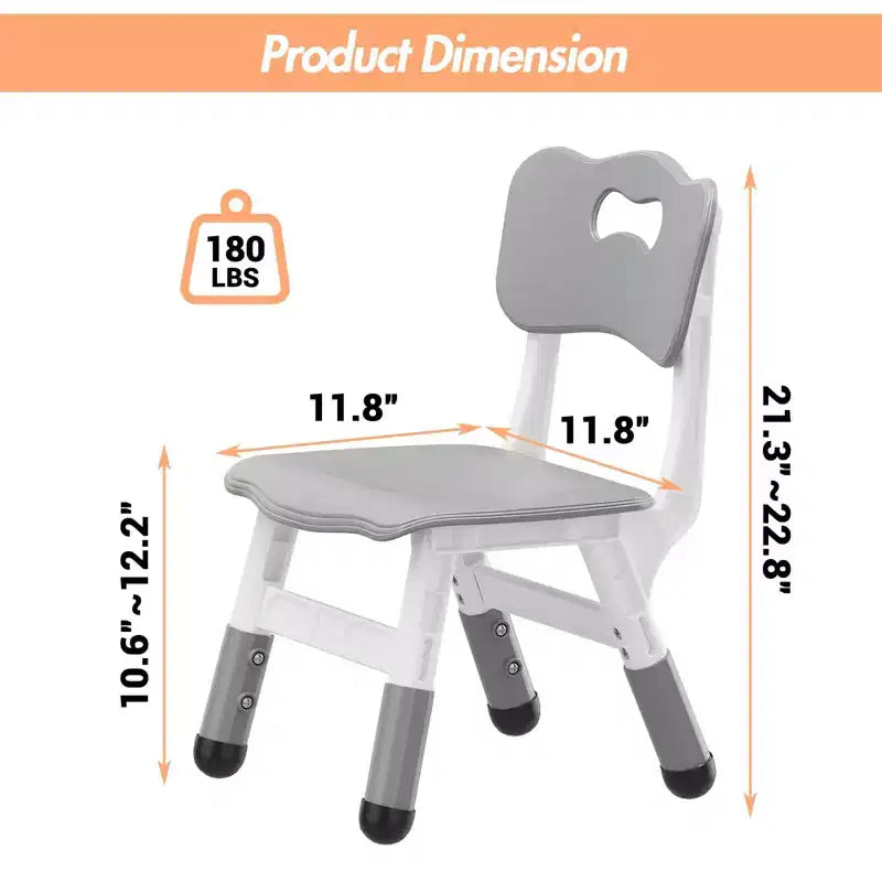 3-Level Height Adjustable Kids Chairs - Plastic Toddler Chairs with Non-Slip Pads for Children Ages 2-12