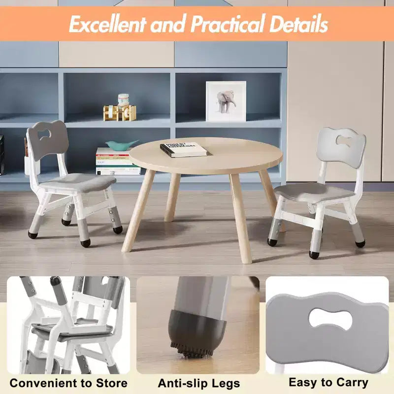 3-Level Height Adjustable Kids Chairs - Plastic Toddler Chairs with Non-Slip Pads for Children Ages 2-12