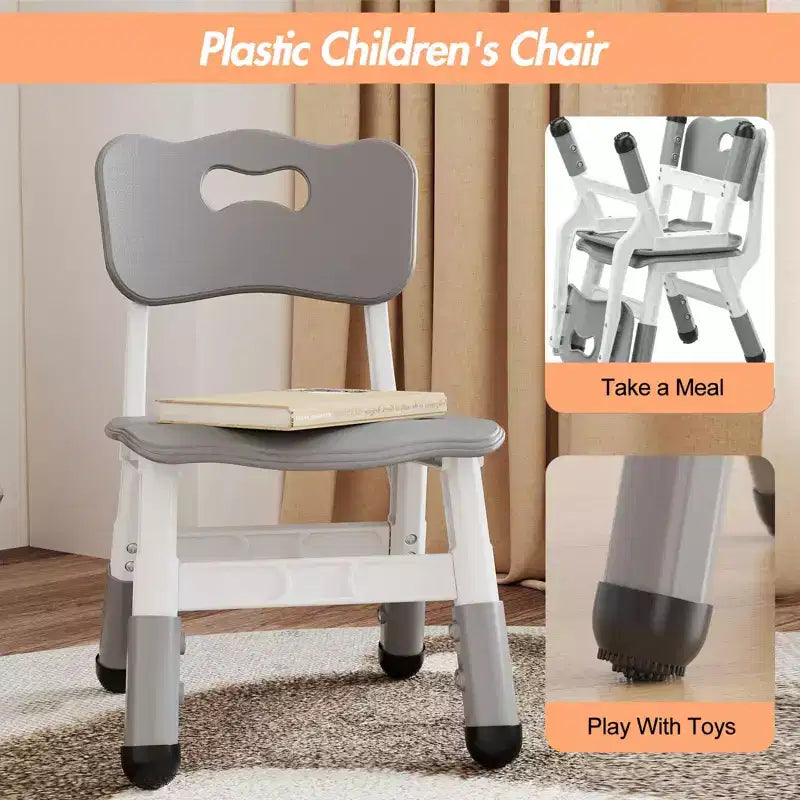 3-Level Height Adjustable Kids Chairs - Plastic Toddler Chairs with Non-Slip Pads for Children Ages 2-12