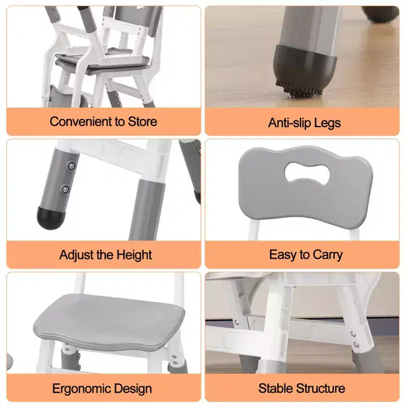 3-Level Height Adjustable Kids Chairs - Plastic Toddler Chairs with Non-Slip Pads for Children Ages 2-12