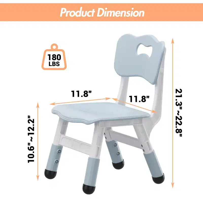 3-Level Height Adjustable Kids Chairs - Plastic Toddler Chairs with Non-Slip Pads for Children Ages 2-12
