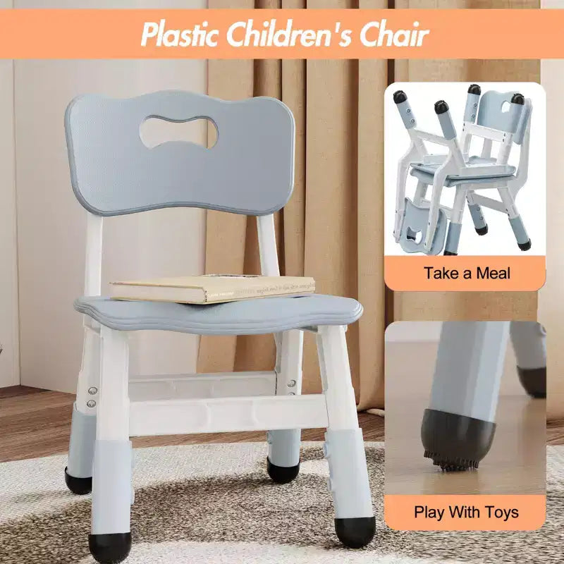 3-Level Height Adjustable Kids Chairs - Plastic Toddler Chairs with Non-Slip Pads for Children Ages 2-12