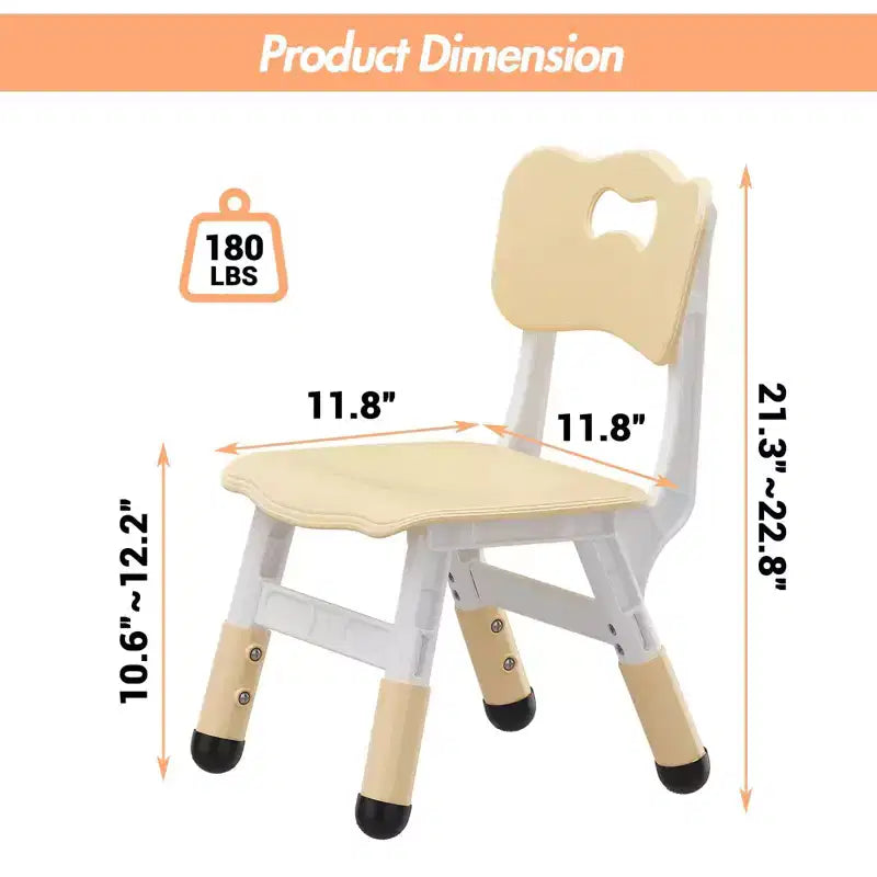 3-Level Height Adjustable Kids Chairs - Plastic Toddler Chairs with Non-Slip Pads for Children Ages 2-12