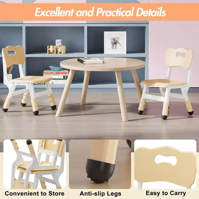 3-Level Height Adjustable Kids Chairs - Plastic Toddler Chairs with Non-Slip Pads for Children Ages 2-12