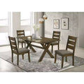 Upholstered Dining Side Chairs with Ladder Back in Knotty Nutmeg and Grey